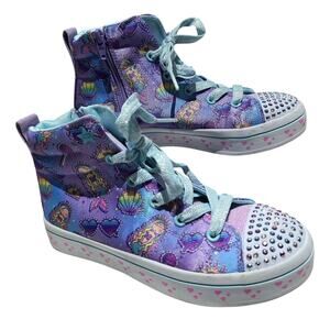 Skechers Twinkle Toes Mermaid Light Up High Tops Shoes Girls Sz 3